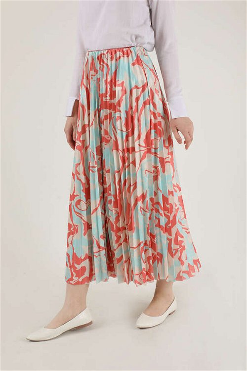 Abstract Tone Patterned Skirt Dried Rose