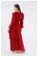 Asimetrik Şifon Elbise Kırmızı - Thumbnail