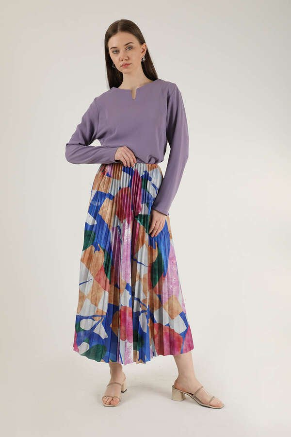 Asymmetric Tone Patterned Skirt Saks