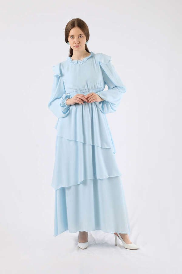 Zulays - Asymmetrical Chiffon Dress Baby Blue