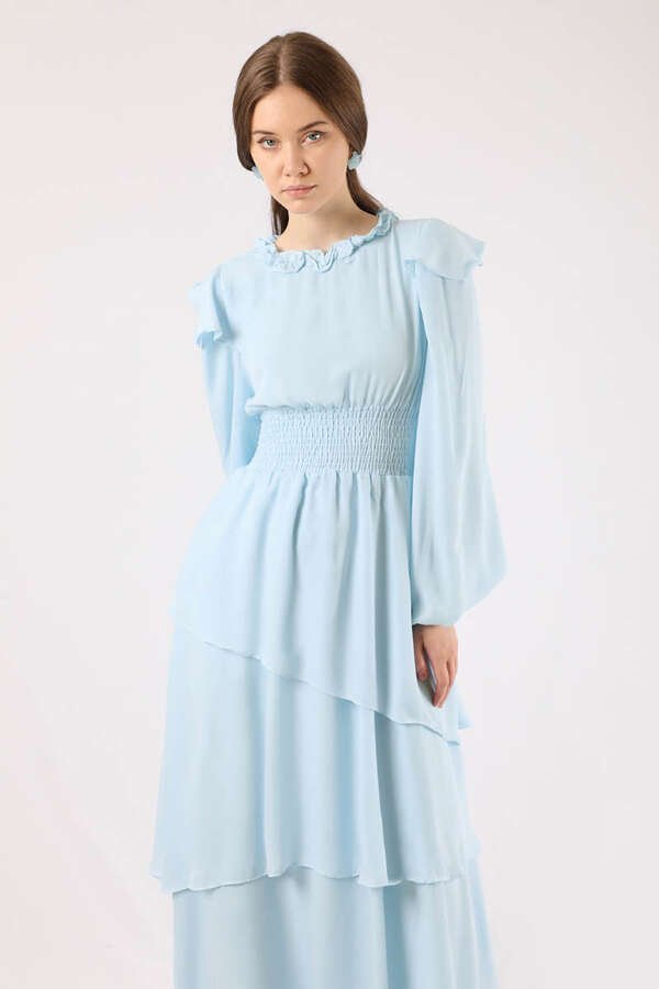 Asymmetrical Chiffon Dress Baby Blue