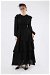 Asymmetrical Chiffon Dress Black - Thumbnail