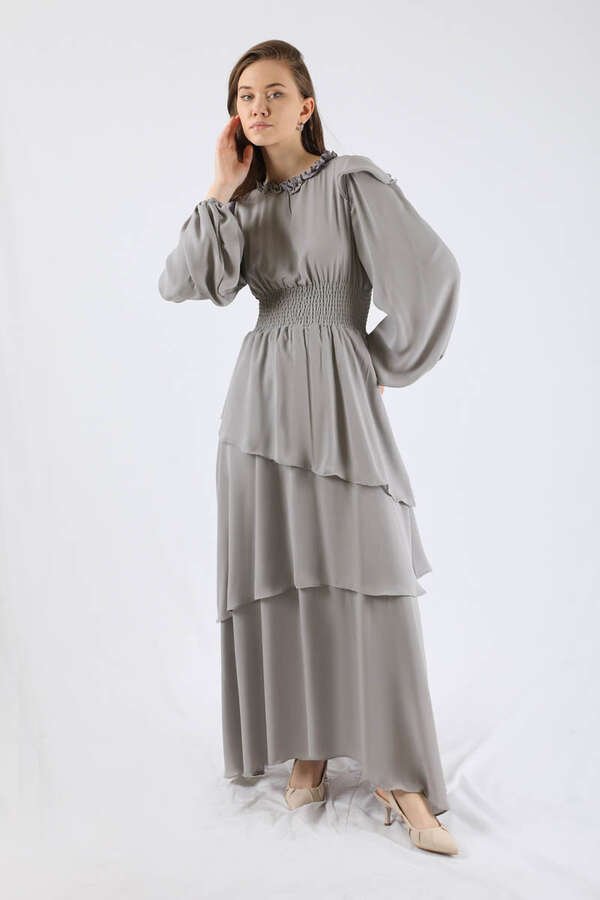 Zulays - Asymmetrical Chiffon Dress Gray