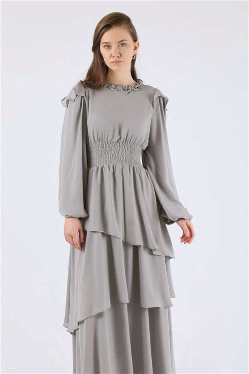 Asymmetrical Chiffon Dress Gray