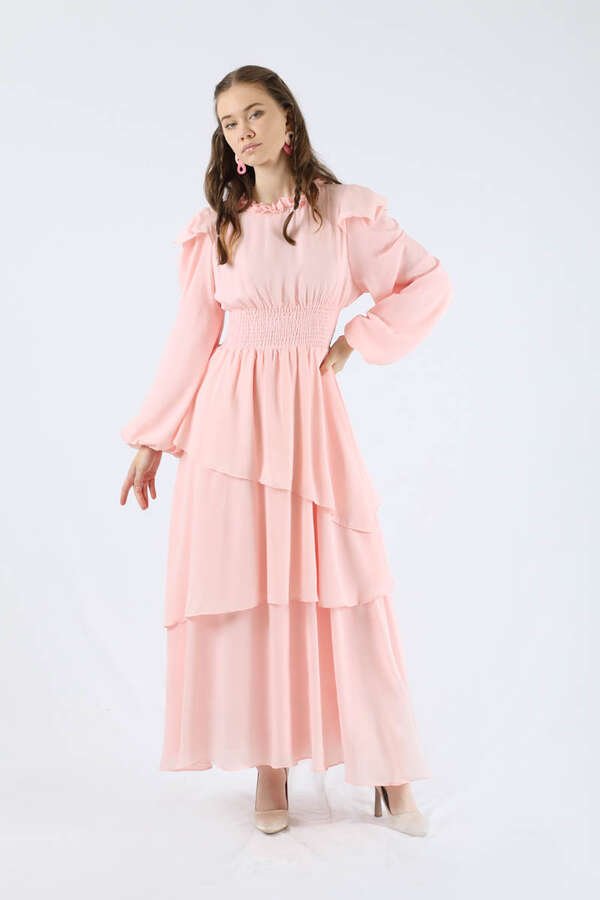 Asymmetrical Chiffon Dress Powder Pink