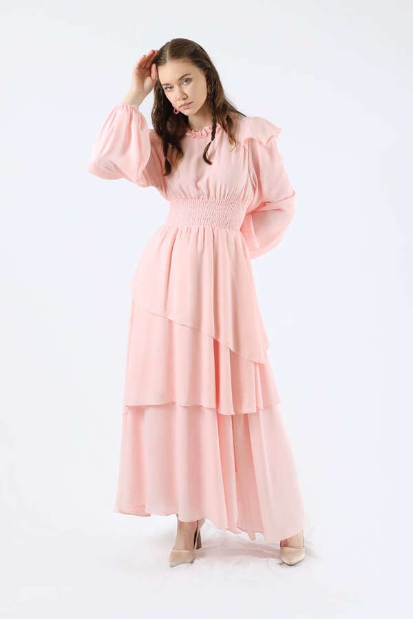 Asymmetrical Chiffon Dress Powder Pink