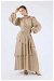 Asymmetrical Chiffon Dress Stone - Thumbnail
