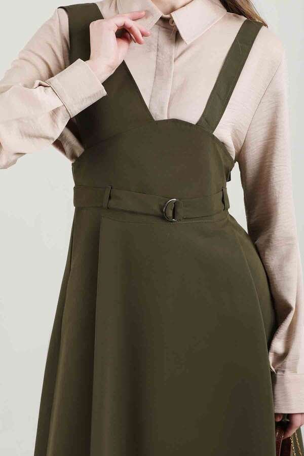 Asymmetrical Strap Salopet Dress Khaki