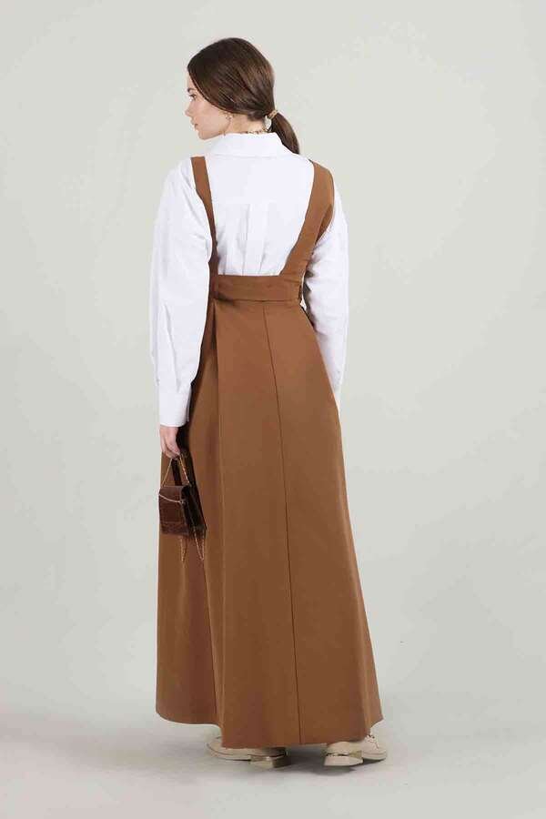 Asymmetrical Strap Salopet Dress Tan