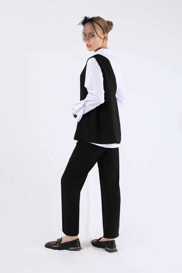 Asymmetrical Shirt Suit Black