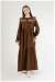 Baby Collar Belted Dress Brown - Thumbnail
