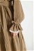 Baby Collar Belted Dress Milk Brown - Thumbnail