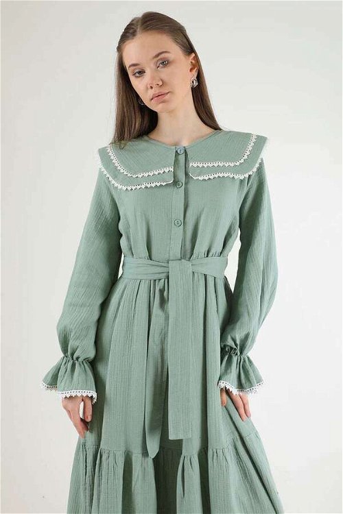 Baby Collar Belted Dress Mint