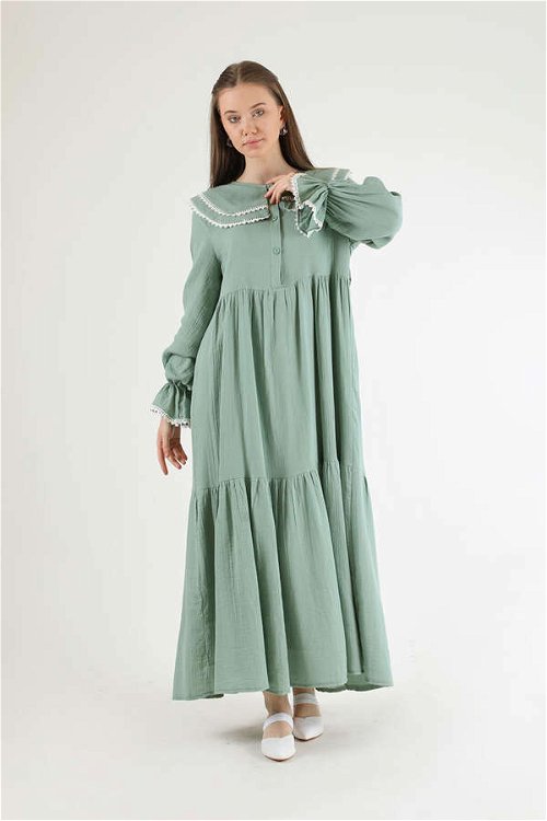 Baby Collar Belted Dress Mint