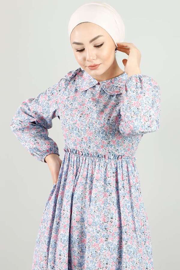 Baby Collar Floral Dress Lilac Blue