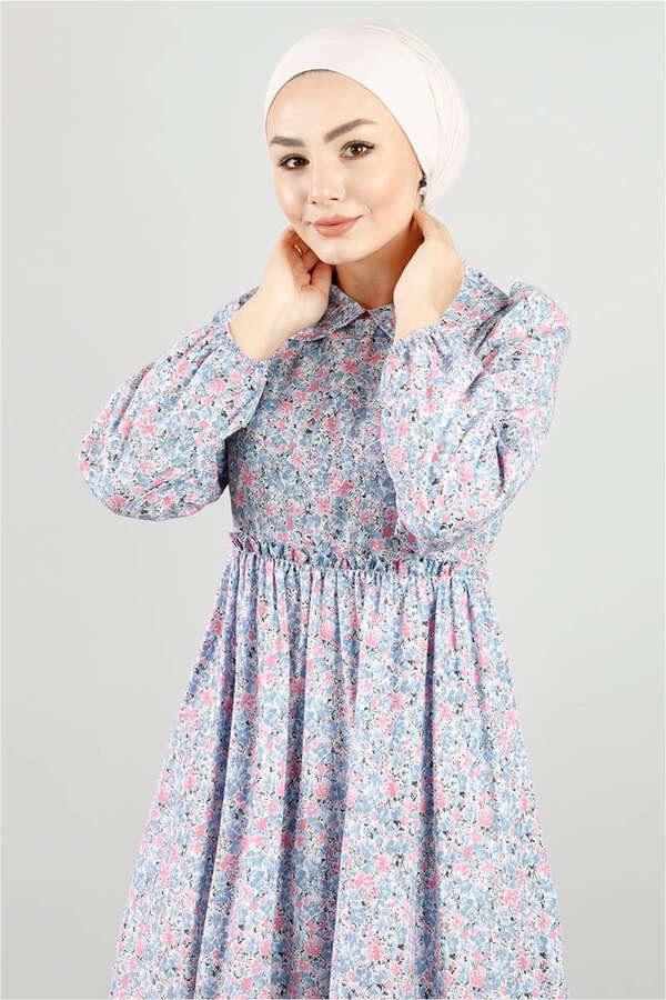 Baby Collar Floral Dress Lilac Blue