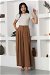 Wide Leg Pleated Trousers Brown - Thumbnail