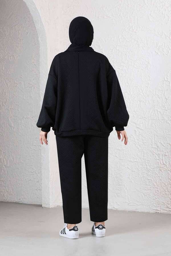 Baklava Patterned Sweat Suit Black