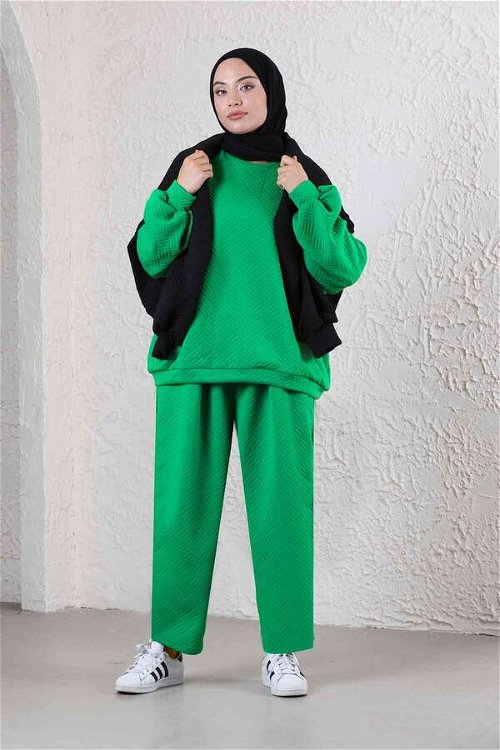 Baklava Patterned Sweat Suit Green