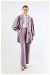 Balloon Sleeve Jacket Pants Suit Lilac - Thumbnail