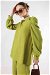Balloon Sleeve Pants Suit Oil Green - Thumbnail