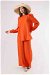 Balloon Sleeve Pants Suit Orange - Thumbnail
