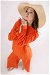 Balloon Sleeve Pants Suit Orange - Thumbnail