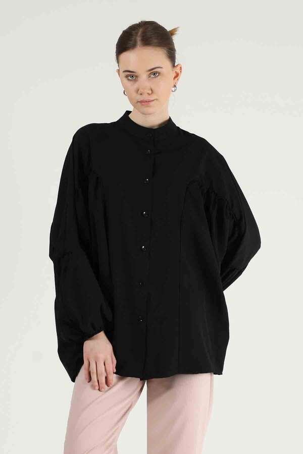 Zulays - Balloon Sleeve Shirt Black