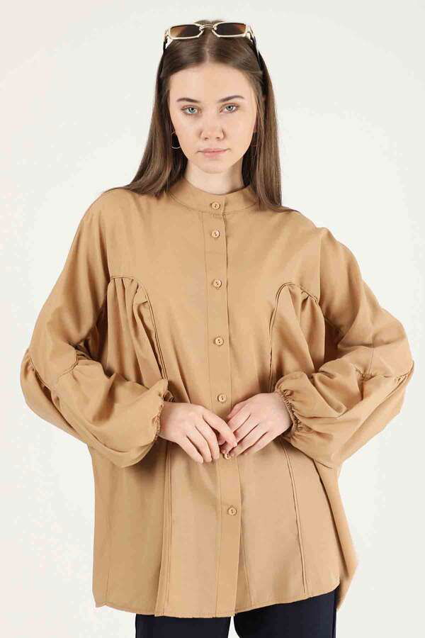 Balloon Sleeve Shirt Camel