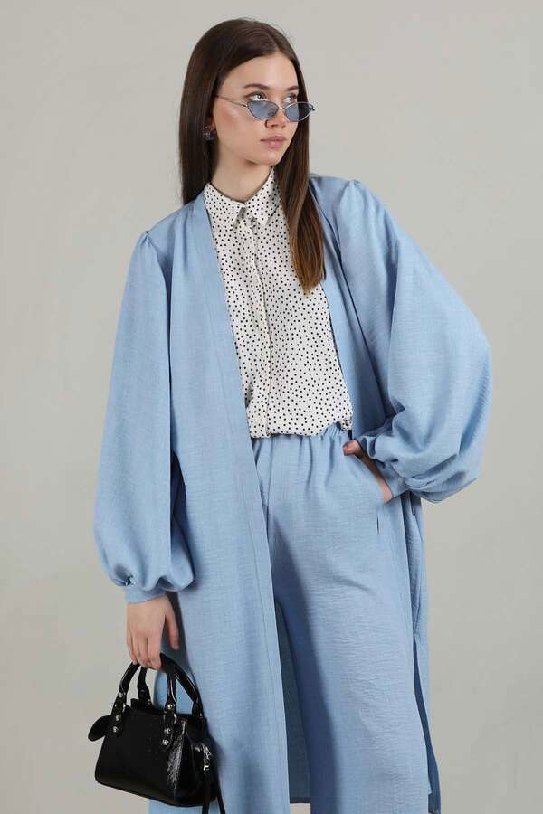 Balon Kol Kimono Takım Açık Mavi
