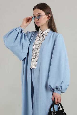 Balon Kol Kimono Takım Açık Mavi - Thumbnail