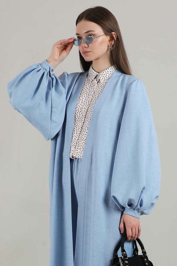 Balon Kol Kimono Takım Açık Mavi