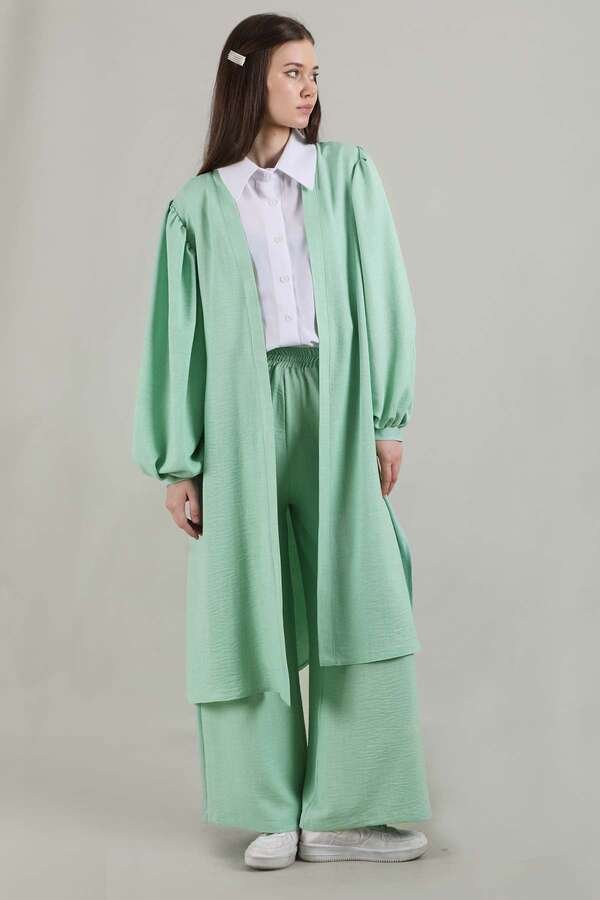 Zulays - Balon Kol Kimono Takım Su Yeşili