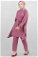 Zulays - Bat Sleeve Pants Suit Dried Rose