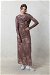 Batik Desen Tül Elbise Bordo - Thumbnail