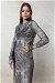 Batik Desen Tül Elbise Füme - Thumbnail