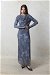 Batik Desen Tül Elbise Mavi - Thumbnail