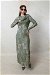Batik Desen Tül Elbise Yeşil - Thumbnail