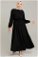 Beli Büzgülü Elbise Siyah - Thumbnail