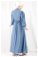 Beli Fırfırlı Düğmeli Elbise Bebe Mavisi - Thumbnail