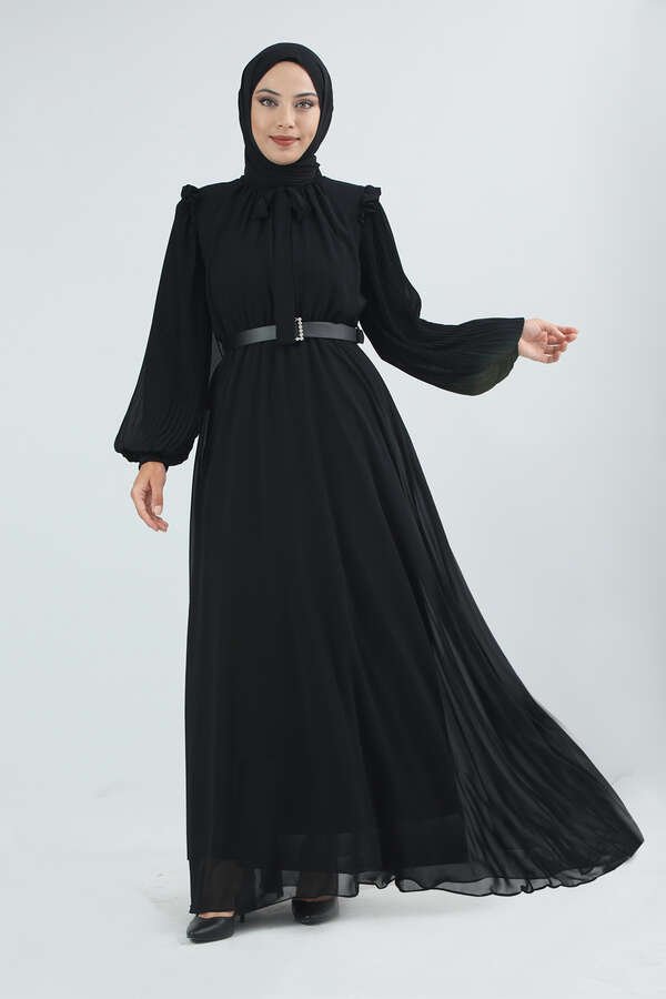 Belted Stone Dress Black