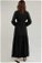Belted Sleeve Detailed Dress Black - Thumbnail