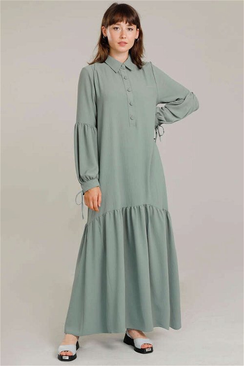 Belted Sleeve Detailed Dress Mint