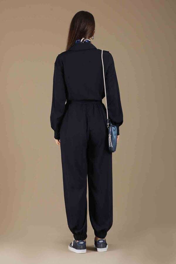 Belted Sports Overalls Navy Blue