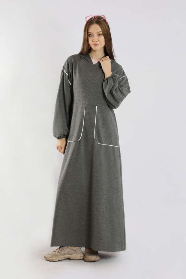 Zulays - Biye Detaylı Elbise Füme