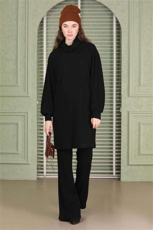 Throated Knitwear Spanish Suit Black