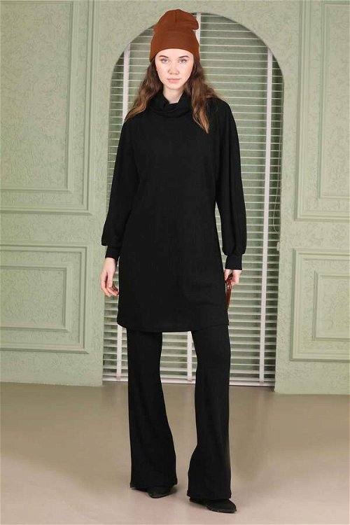 Throated Knitwear Spanish Suit Black