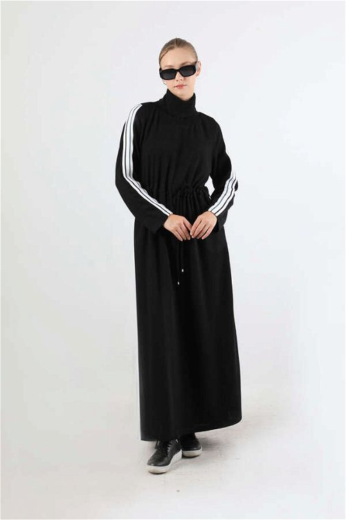Zulays - Boğazlı Triko Elbise Siyah