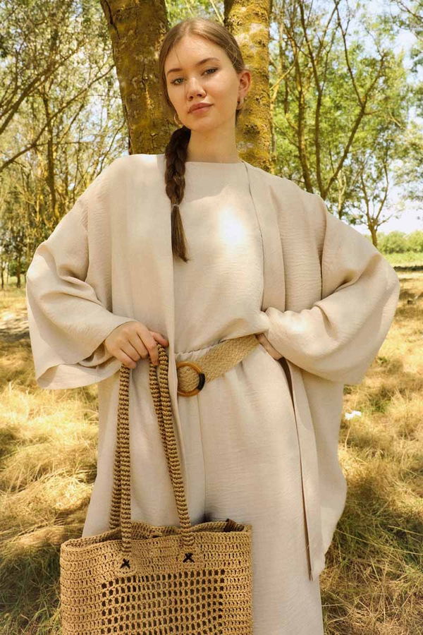 Zulays - Bol Kimono Takım Taş