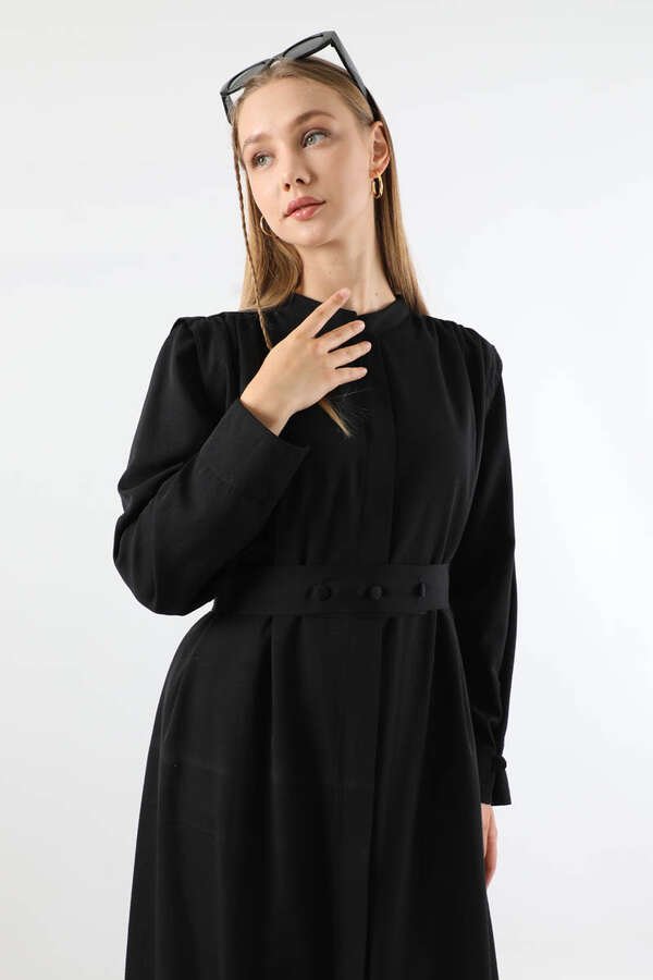 Button Detailed Shirt Dress Black